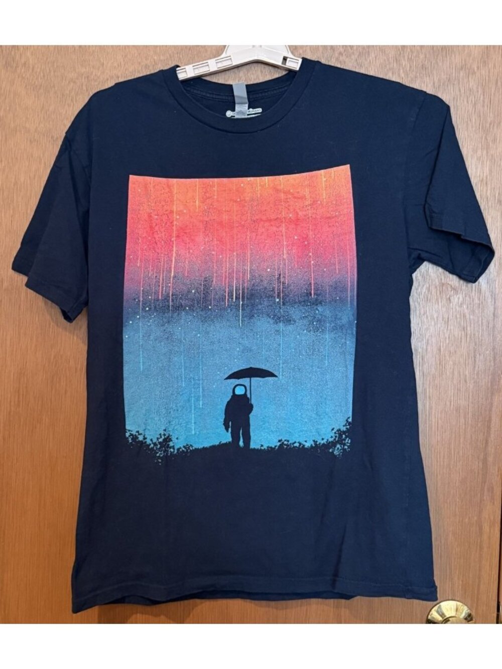 Cosmic Downpour Meteor Shower Astronaut‎ W/Umbrella T-Shirt Medium